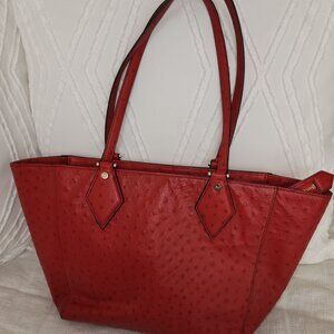 Diane von Furstenberg Red Ostrich Leather Tote